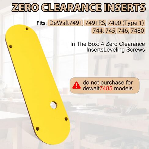 Zero Clearance Table Saw Inserts For DeWalt 749, 7491RS, 7490(Type 1), 744, 745, 746, 7480 with Riving Knife Slot Precise Cuts with No Tear-Out Include Off-set Screws Easy Height Adjustment, 3Pcs in Kuwait