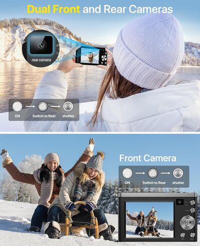 5K Digital Camera 10X Optical Zoom, 56MP Cameras for Photography with Front and Rear Dual Cameras, Vlogging Camera for Photography Travel Camera with 2.8" IPS Touchscreen, 64G Micro Card & 2 Batteries in Saudi Arabia