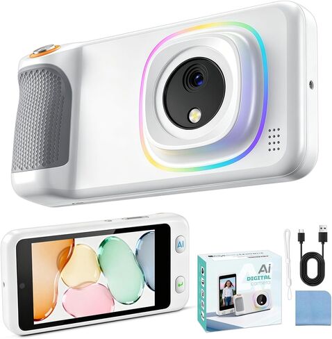 AI Camera for Student with 4" Touch Screen & Dual Lens, Digital Camera with AI Dialogue Talking,AI Recongnize Item by Photo,AI Photography for Hairstyle/Background/Portrait/Artistic Photos in Saudi Arabia