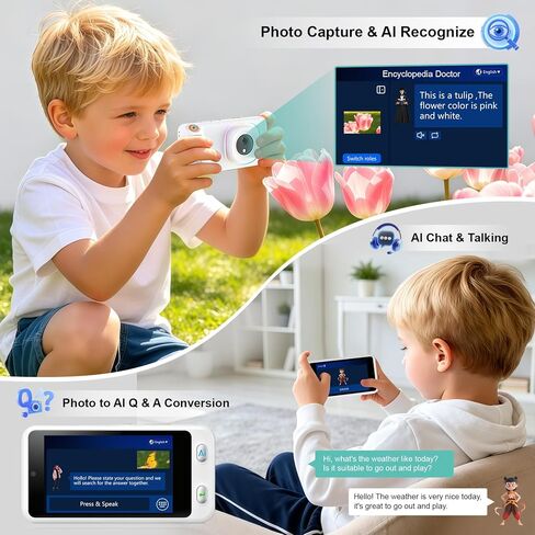 AI Camera for Student with 4" Touch Screen & Dual Lens, Digital Camera with AI Dialogue Talking,AI Recongnize Item by Photo,AI Photography for Hairstyle/Background/Portrait/Artistic Photos in Saudi Arabia