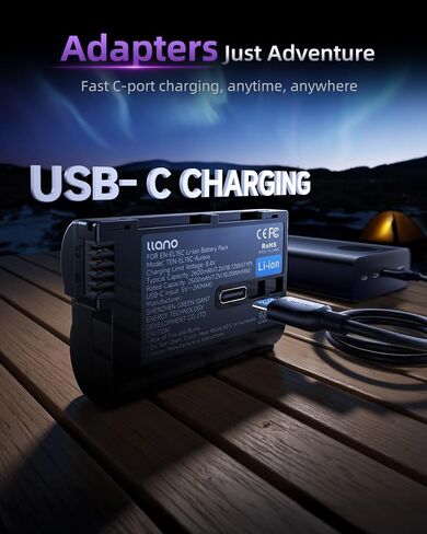 llano Aurora EN-EL15C Battery 4-Pack (2600mAh Each) and 65W Quad-Slot USB-C Charger Set for Nikon Z8 Z7II Z6III Zf Z6II Z6 D850 D780 – Fast Charging Kit with Touch Display & Reverse Power in Saudi Arabia