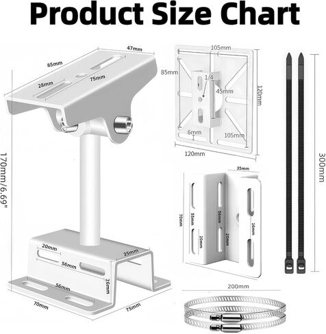 Lightweight Multi-Use Camera Wall & Pole Mount with Square Adapter Plate, Fits Bullet PTZ Dome Cameras, Compatible with Ring Arlo Reolink Hikvision, Includes Clamps & Zip Ties in Saudi Arabia