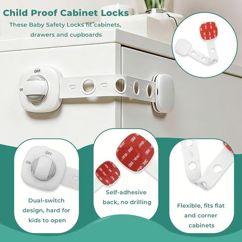 Baby Proofing Child Safety Locks 2 Pack Baby Locks | for Furniture Kitchen Ovens Toilet Seats in Saudi Arabia