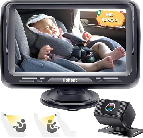 Baby Car Camera Easy Install: HD 1080P Eye Protection Clear Night Vision - Rear Facing Stability Backseat Camera with Monitor for Car Seat Travel 360° Rotation N06 | Rear Facing Stability Backseat Camera with Monitor for Car Seat Travel 360° Rotation N06 in Kuwait