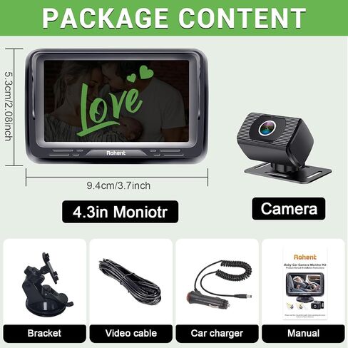 Baby Car Camera Easy Install: HD 1080P Eye Protection Clear Night Vision - Rear Facing Stability Backseat Camera with Monitor for Car Seat Travel 360° Rotation N06 | Rear Facing Stability Backseat Camera with Monitor for Car Seat Travel 360° Rotation N06 in Kuwait
