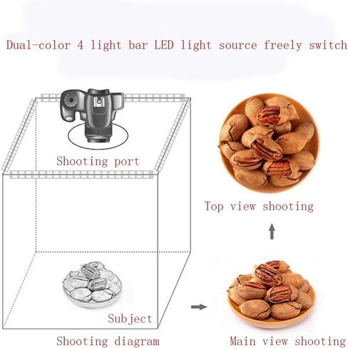 Photo Light Box Kit Photography Tent Dimension681818cm - Super Bright Dimmable LED Lighting 3200-5500k Lumens 2 Backdrops (Black White) for Photography Backdrop for Jewellery Product Advertising in Saudi Arabia