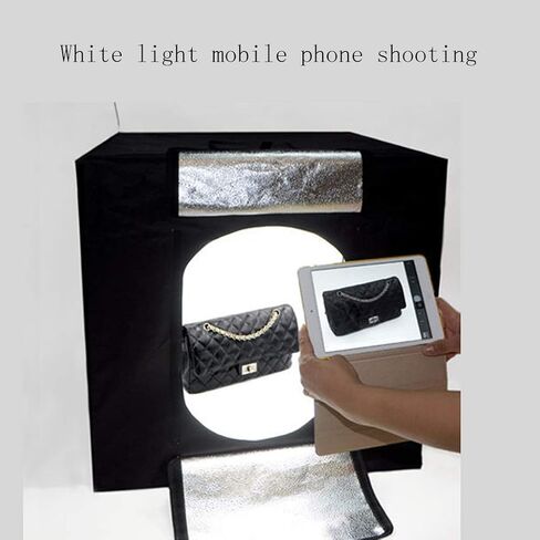 Photo Light Box Kit Photography Tent Dimension681818cm - Super Bright Dimmable LED Lighting 3200-5500k Lumens 2 Backdrops (Black White) for Photography Backdrop for Jewellery Product Advertising in Saudi Arabia