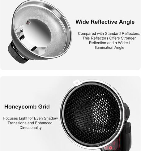 Square Flash Softbox for Strobe Flash Light, Easy Install Foldable Light Modifier with Honeycomb Grid and Diffuser in Kuwait