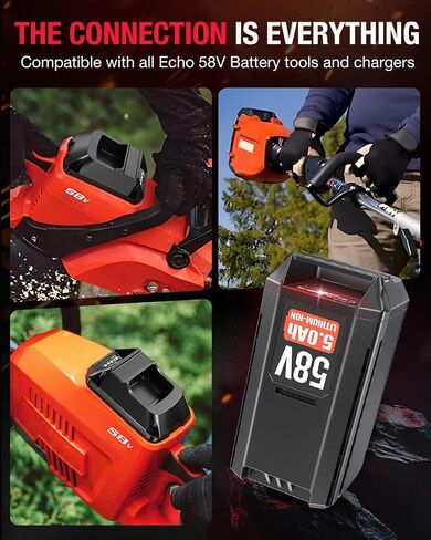 5.0Ah Battery Replacement for Echo 58V Battery, 290Wh 1200+ Cycles Li-ion Battery, Fits Echo 58V Cordless Power Tools, for Echo Battery in Kuwait