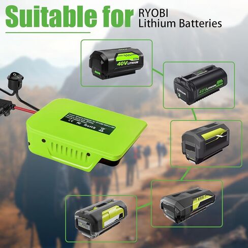 محول بطارية عجلات الطاقة لبطارية Ryobi 40V مع أطراف الصمامات والأسلاك، موصل طاقة سلك 14AWG لسيارة Rc، DIY وأضواء العمل، لبطاريات Ryobi OP4040 OP40601 OP4026 in Kuwait
