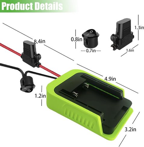 محول بطارية عجلات الطاقة لبطارية Ryobi 40V مع أطراف الصمامات والأسلاك، موصل طاقة سلك 14AWG لسيارة Rc، DIY وأضواء العمل، لبطاريات Ryobi OP4040 OP40601 OP4026 in Kuwait