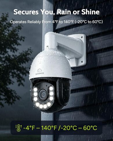 SANNCE 4K 8MP PTZ PoE Security Camera - 20X Optical Zoom Dome Camera, Color Night Vision, Two-Way Audio, Human Detection, IP66 Weatherproof IP Cameras for Home Security, No TF Card Included in Saudi Arabia