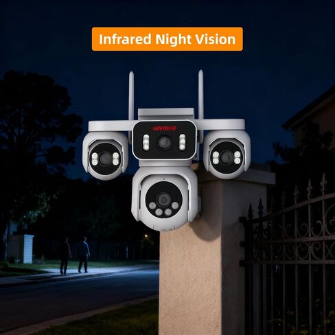 2MP Quad-Lens WiFi Security Camera Wireless Outdoor Indoor Monitor | Cameras for Home Security Outdoor Camera Wireless Color Night Vision Weatherproof Auto Tracking Monitor for Home Garden in Kuwait