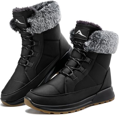 Snow Boots for Women Winter: Warm Comfortable Fur Lines Waterproof Booties for Walking Work Outdoor in Saudi Arabia