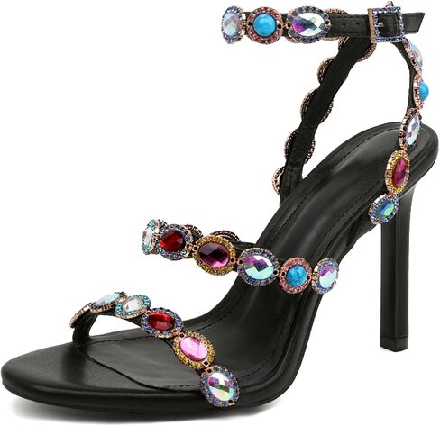Women’s Gemstone Strappy Heels, Three Strap Stiletto Sandals for Wedding in Kuwait