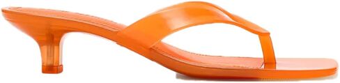 Women's Kitten Heels Sandals Flip Flop Heels Jelly Square Toe Heels | Thong Flip Flop Heeled Sandals Slip On Dressy Sandal Sexy Low Heels 1.73 Inch Comfortable Jelly Heels Slide Shoes for Casual in Kuwait
