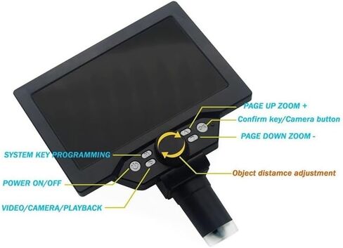 Microscope G1200 Microscope 7 Inch Large Color Screen Large Base LCD Display 12Mp 1-1200X,with Battery, in Kuwait