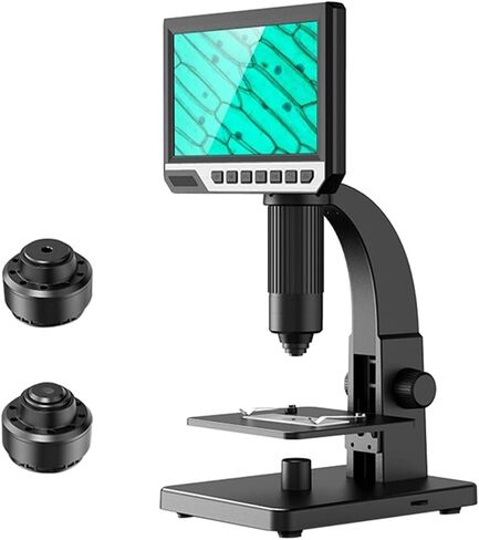 Microscope Kit 2000X Microscope Dual Lens, USB Electronic Video Camera Microscope, 7" Hd 12Mp LCD Microscope Slides, in Kuwait