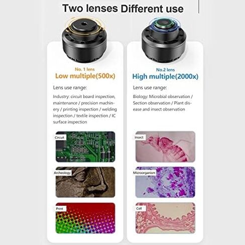 Microscope Kit 2000X Microscope Dual Lens, USB Electronic Video Camera Microscope, 7" Hd 12Mp LCD Microscope Slides, in Kuwait
