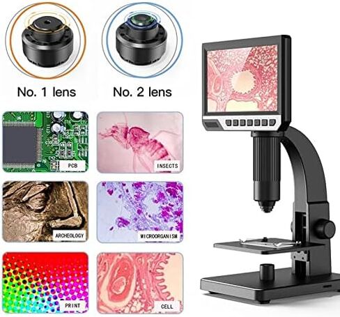 Microscope Kit 2000X Microscope Dual Lens, USB Electronic Video Camera Microscope, 7" Hd 12Mp LCD Microscope Slides, in Kuwait