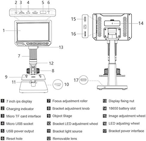 Microscope Kit 2000X Microscope Dual Lens, USB Electronic Video Camera Microscope, 7" Hd 12Mp LCD Microscope Slides, in Kuwait