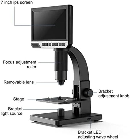 Microscope Kit 2000X Microscope Dual Lens, USB Electronic Video Camera Microscope, 7" Hd 12Mp LCD Microscope Slides, in Kuwait