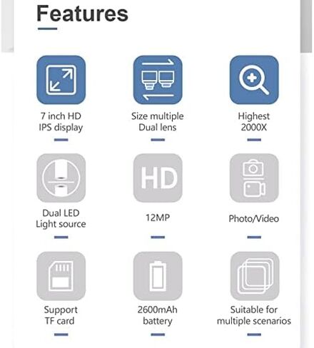 Microscope Kit 2000X Microscope Dual Lens, USB Electronic Video Camera Microscope, 7" Hd 12Mp LCD Microscope Slides, in Kuwait