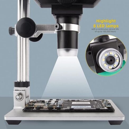 Microscope Kit Video Microscope Electronic 1200X 7 Inch Hd LCD Continuous Amplification Soldering Microscope Microscope Slides,1200X, in Kuwait
