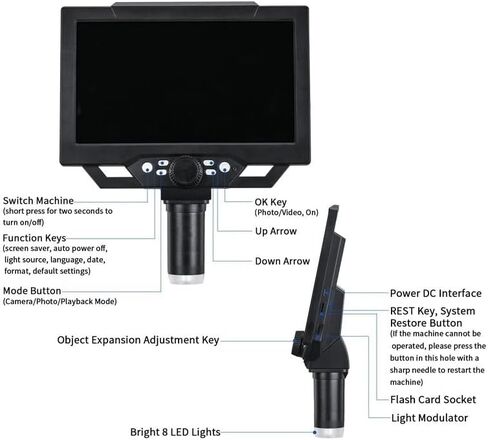 Microscope G1600 12Mp 1-1600X 9Inch G1000/G5 10Mp 1-1000X Zoom Video Microscope 16 Electornic Magnifier,G5 Pro 5.5Inch LCD, in Kuwait