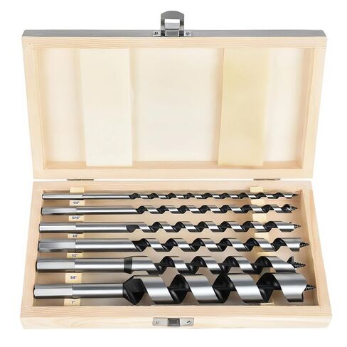 6Pcs 9" Long Auger Drill Bit Set for Wood, 1/4"-1" | Single Spur Cutting Edge, Hex Shank Ship Auger Drill Bit Set for Soft and Hard Wood, Plastic, Drywall and Composite in Saudi Arabia