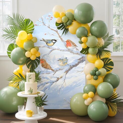 Wedding Arch Cover 7.2 FT, Christmas Birds Stretch Chiara Backdrop Cover for Round Top Arch Stand, Branches Xmas Snow Winter Reusable Party Decoration for Wedding Baby Shower Birthday in Saudi Arabia