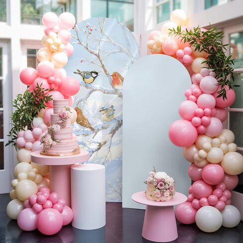 Wedding Arch Cover 7.2 FT, Christmas Birds Stretch Chiara Backdrop Cover for Round Top Arch Stand, Branches Xmas Snow Winter Reusable Party Decoration for Wedding Baby Shower Birthday in Saudi Arabia