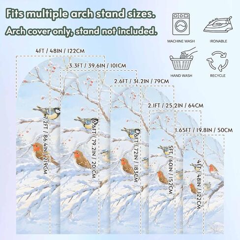 Wedding Arch Cover 7.2 FT, Christmas Birds Stretch Chiara Backdrop Cover for Round Top Arch Stand, Branches Xmas Snow Winter Reusable Party Decoration for Wedding Baby Shower Birthday in Saudi Arabia