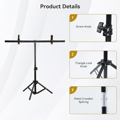 Portable T Shape Backdrop Stand Kit, Adjustable Desktop Backdrops Frame with Black Backdrop, 2.5×2.25ft Photo Background Stands with Clamp & Carrying Bag for Videography Studio and Decoration in Saudi Arabia