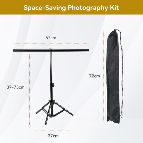 Portable T Shape Backdrop Stand Kit, Adjustable Desktop Backdrops Frame with Black Backdrop, 2.5×2.25ft Photo Background Stands with Clamp & Carrying Bag for Videography Studio and Decoration in Saudi Arabia