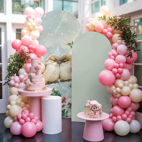 Wedding Arch Cover 7.2 FT, Christmas Birds Stretch Chiara Backdrop Cover for Round Top Arch Stand, Winter Xmas Berry Branches Snowflake Reusable Party Decoration for Wedding Baby Shower Birthday in Saudi Arabia