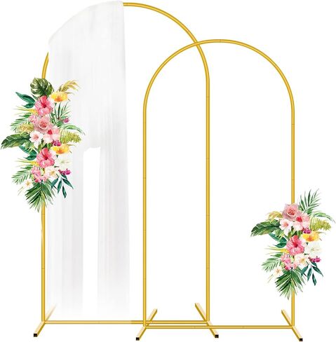 Metal Arch Backdrop Stand 7.2FT 6FT Set of 2 Gold Wedding Arched Backdrop Stand Frame for Party Decoration Wedding Birthday Graduation Ceremony Baby Shower Garden Floral Balloon in Kuwait