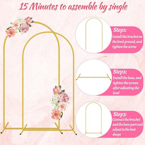 Metal Arch Backdrop Stand 7.2FT 6FT Set of 2 Gold Wedding Arched Backdrop Stand Frame for Party Decoration Wedding Birthday Graduation Ceremony Baby Shower Garden Floral Balloon in Kuwait