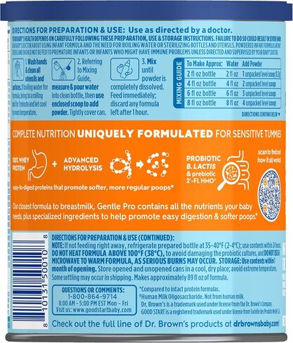 Good Start | Dr. Brown's Gentle Pro, Baby Formula Powder, For Sensitive Tummies, Easy Digestion and Softer Poops, Infant Formula with Probiotics, DHA, Non-GMO in Saudi Arabia