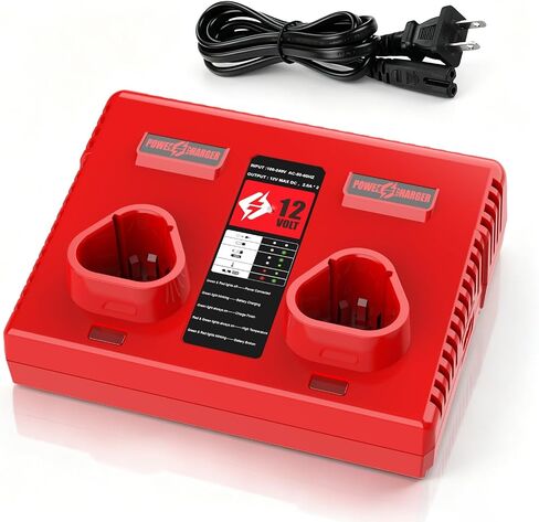 Dual Port Charger Replacement for Battery Charger 48-59-2401，Compatible with 12V Battery 48-11-2412 48-11-2420 48-11-2411 48-11-2401 in Kuwait
