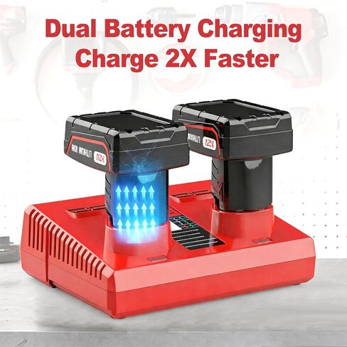 Dual Port Charger Replacement for Battery Charger 48-59-2401，Compatible with 12V Battery 48-11-2412 48-11-2420 48-11-2411 48-11-2401 in Kuwait