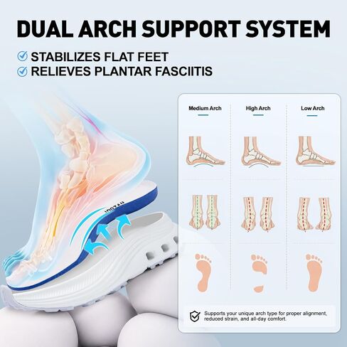 Women's Tennis Walking Shoes Wide Width Cushioned Comfortable Running Orthopedic Shoes with Arch Support Non-Slip Workout Gym Sports Athletic Breathable Chunky Sneakers White/Grey Size 8.5 in Kuwait