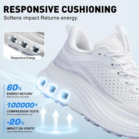 Women's Tennis Walking Shoes Wide Width Cushioned Comfortable Running Orthopedic Shoes with Arch Support Non-Slip Workout Gym Sports Athletic Breathable Chunky Sneakers White/Grey Size 8.5 in Kuwait