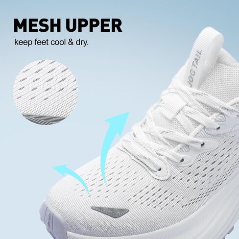 Women's Tennis Walking Shoes Wide Width Cushioned Comfortable Running Orthopedic Shoes with Arch Support Non-Slip Workout Gym Sports Athletic Breathable Chunky Sneakers White/Grey Size 8.5 in Kuwait
