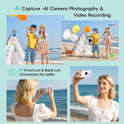 AI Camera for Teens with 4" Touch Screen & Dual Lens, Digital Camera with AI Dialogue Talking,AI Recongnize Item by Photo,AI Photography for Hairstyle/Background/Portrait/Artistic Photos in Saudi Arabia