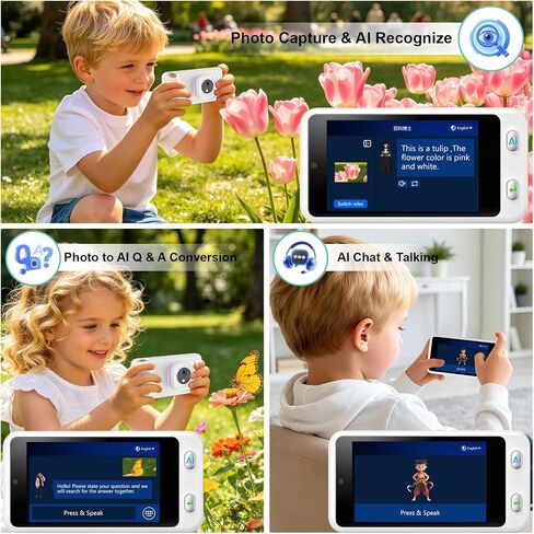 AI Camera for Teens with 4" Touch Screen & Dual Lens, Digital Camera with AI Dialogue Talking,AI Recongnize Item by Photo,AI Photography for Hairstyle/Background/Portrait/Artistic Photos in Saudi Arabia