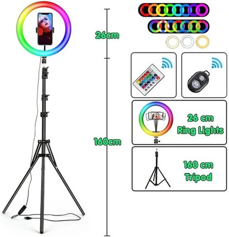 10 Inch RGB Light with Remote LED Photographic Selfie Tripod with Stand in Kuwait