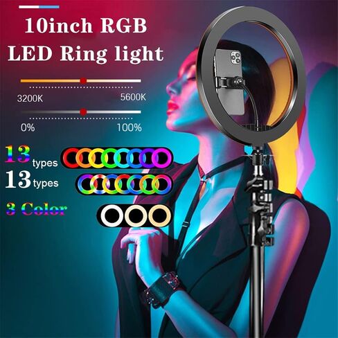 10 Inch RGB Light with Remote LED Photographic Selfie Tripod with Stand in Kuwait