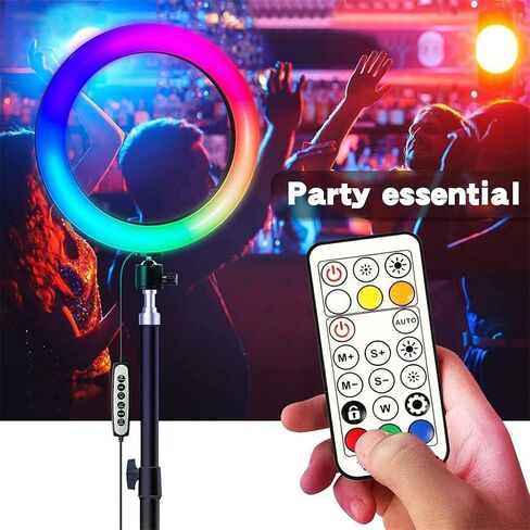 10" RGB Selfie Light Circle LED Fill Dimmable Lamp Video Trepied Makeup Photography with Remote Tripod in Kuwait