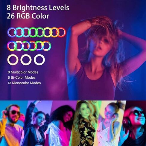 10" RGB Selfie Light Circle LED Fill Dimmable Lamp Video Trepied Makeup Photography with Remote Tripod in Kuwait